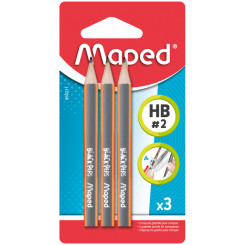 Набор чернографитных карандашей Maped Black Pep's - 3 штуки - НВ - Заточенные