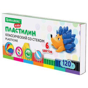 Пластилин классический Brauberg Kids - 12 цветов - 120 г