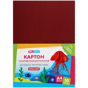 Цветной картон ArtSpace - А4 - 10 листов - Красный