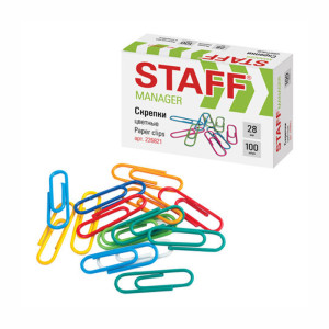 Скрепки цветные Staff Manager - 28 мм - 100 шт