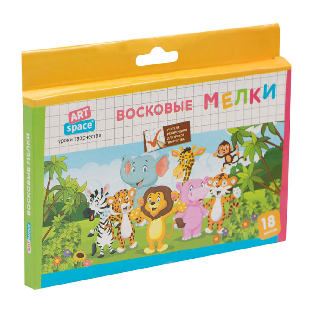 Мелки восковые ArtSpace Зверята - 18 цветов - Круглые Мелки восковые ArtSpace Зверята - 18 цветов - Круглые