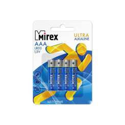Батарейка алкалиновая Mirex - LR03 - 1,5 V - 4 штуки