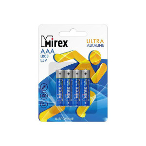 Батарейка алкалиновая Mirex - LR03 - 1,5 V - 4 штуки