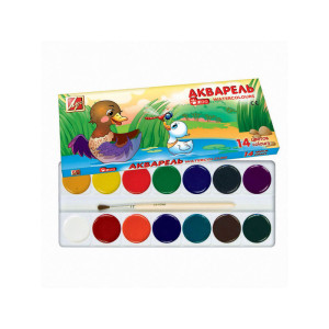 Акварель медовая Луч Zoo - 14 цветов - С кистью