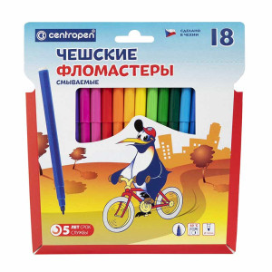 Фломастеры смываемые Centropen Пингвины - 12 шт