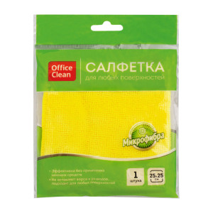 Салфетка для уборки OfficeClean - Микрофибра - Желтая