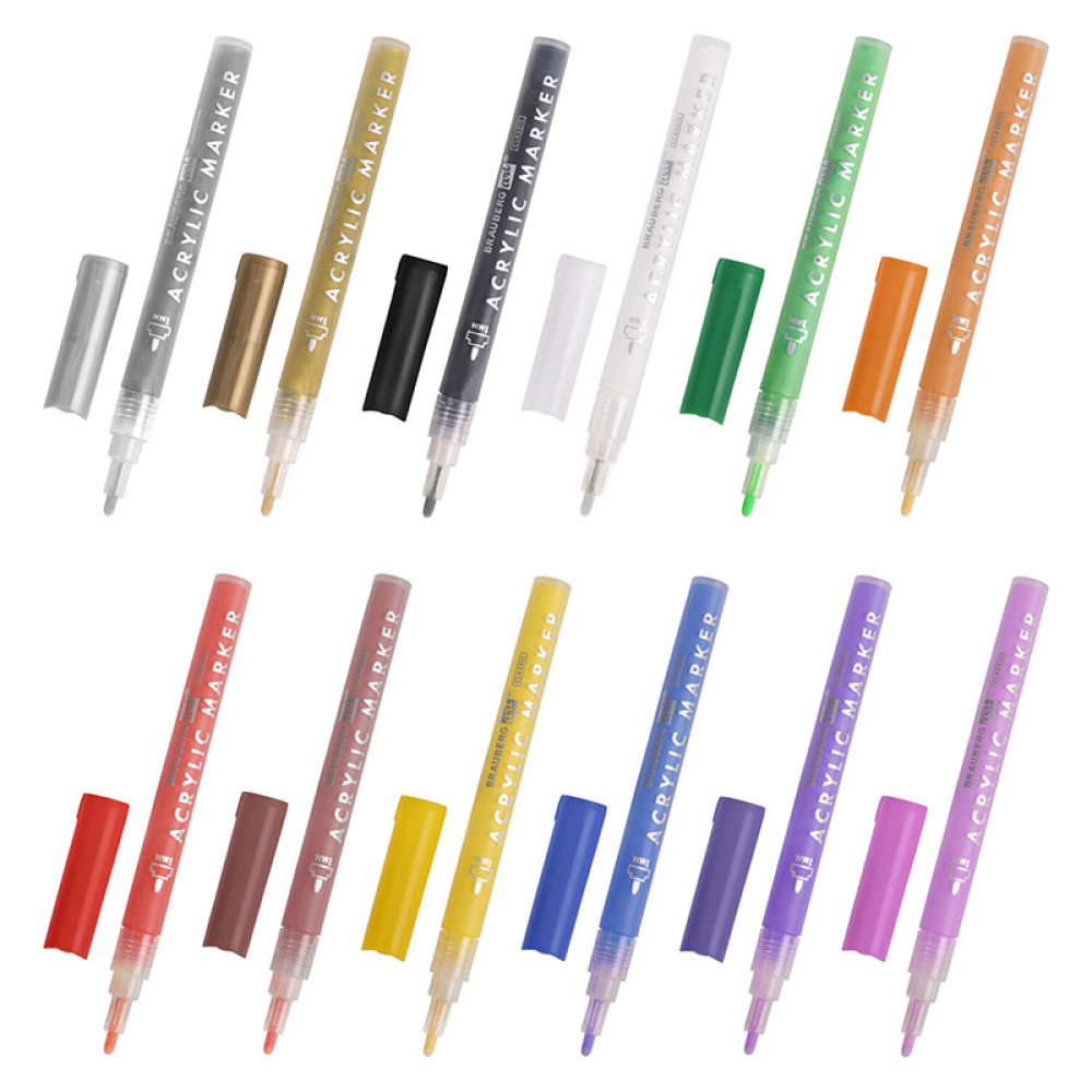 Набор акриловых маркеров Brauberg Art Classic - 12 цветов Набор акриловых маркеров Brauberg Art Classic - 12 цветов