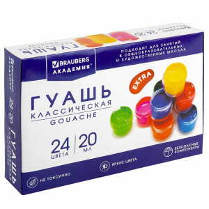 Гуашь Brauberg Академия Классическая - 24 цвета - 480 мл
