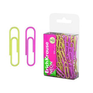 Скрепки цветные ErichKrause Neon - 28 мм - 100 шт