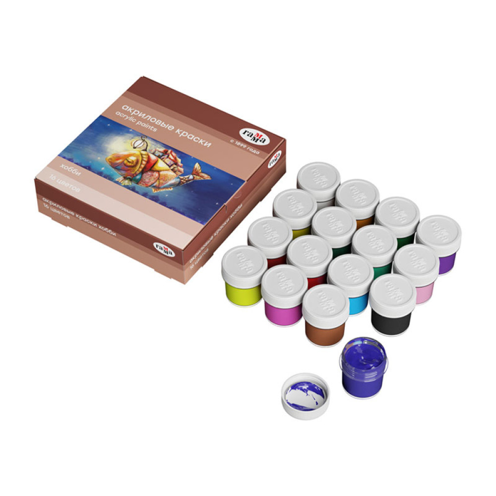 Акриловые краски Гамма Хобби - 16 цветов - 20 мл - 1 шт Акриловые краски Гамма Хобби - 16 цветов - 20 мл - 1 шт