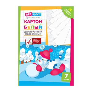 Набор белого картона ArtSpace - А4 - 7 листов - Двусторонний - Мелованный