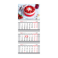 Календарь квартальный OfficeSpace Mini Strawberry cake - 3 спирали