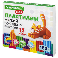 Пластилин Brauberg Kids - 12 цветов - 180 г Пластилин Brauberg Kids - 12 цветов - 180 г