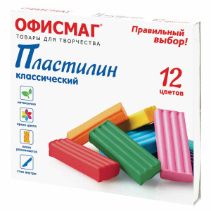 Пластилин классический Офисмаг - 12 цветов - 240 г