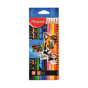 Набор цветных карандашей Maped Color'Peps Animals - 12 цвета - Трехгранные