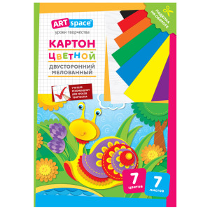Набор цветного картона ArtSpace - А4 - 7 листов - 7 цветов - Мелованный