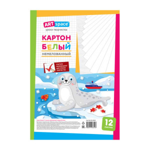 Набор белого картона ArtSpace Морской котик - А4 - 12 листов - Немелованный