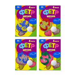 Фетр цветной BG Кот с сердечком - А4 - 4 цвета - 4 листа
