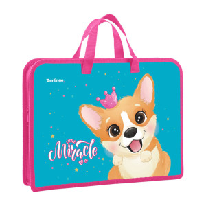 Папка Berlingo Cute corgi с ручками - Пластик - А4 - На молнии