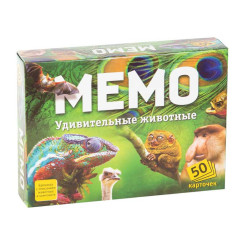 Игра настольная Нескучные игры Мемо. Удивительные животные - 50 карточек