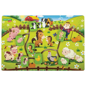 Игра-лабиринт Brauberg Kids Животные в деревне - Деревянная