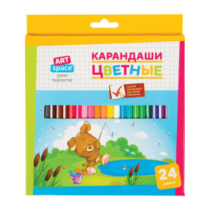 Карандаши цветные ArtSpace Зверята - 24 цвета - Заточенные