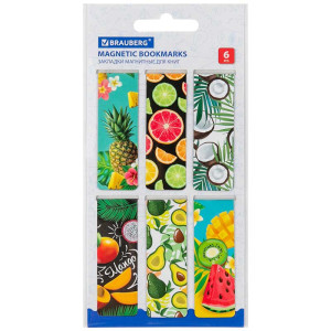 Закладки магнитные для книг Brauberg Fruits - 6 шт