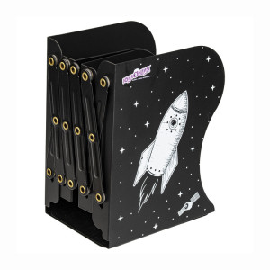 Подставка-держатель для книг Юнландия Space - 10-50 см - Раздвижная - Черная