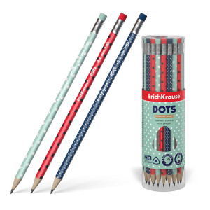Карандаш чернографитный ErichKrause Dots - HB - С ластиком - Заточен