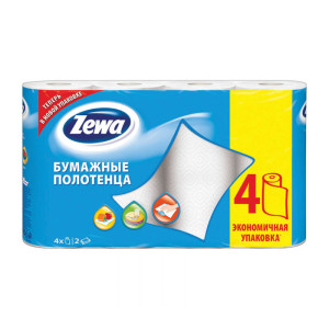 Полотенца бумажные в рулоне Zewa - 4 рулона - Белые