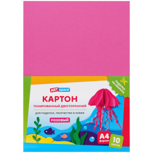 Цветной картон ArtSpace - А4 - 10 листов - Розовый