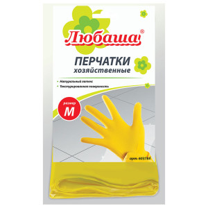 Перчатки хозяйственные латексные Любаша - М размер