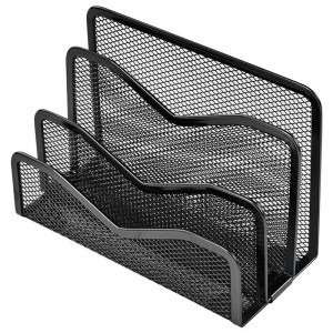 Подставка канцелярская Brauberg Germanium - 3 отделения - Металлическая - Черная