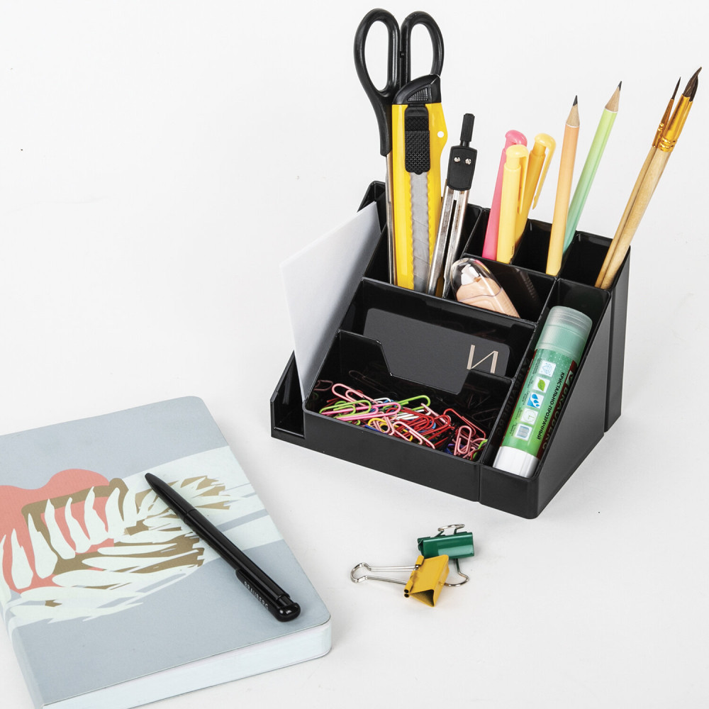 Подставка-органайзер Brauberg Grand Office - 9 отделений - Черная Подставка-органайзер Brauberg Grand Office - 9 отделений - Черная