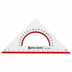 Угольник Brauberg Crystal с транспортиром - 13 см - Пластиковый
