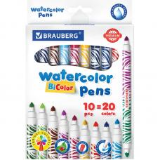 Фломастеры Brauberg Premium BI-color - 20 цветов - Двусторонние