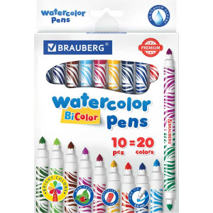 Фломастеры Brauberg Premium BI-color - 20 цветов - Двусторонние