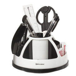 Набор настольный вращающийся Brauberg - 10 предметов - Пластик - Черно-белый Набор настольный вращающийся Brauberg - 10 предметов - Пластик - Черно-белый