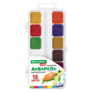 Акварель медовая Brauberg Kids - 12 цветов - Без кисти