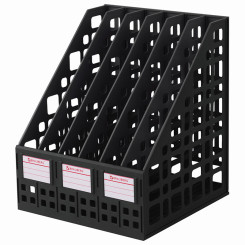 Лоток вертикальный сборный Brauberg Maxi Plus - 6 отделений - Черный