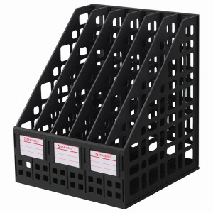 Лоток вертикальный сборный Brauberg Maxi Plus - 6 отделений - Черный