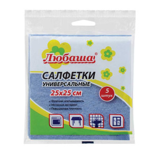 Салфетки вискозные Medium Любаша - 25*25 см - 5 шт - Голубые