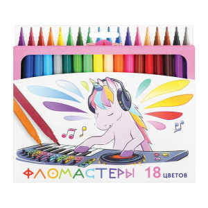 Фломастеры Пифагор Единорог - 18 шт
