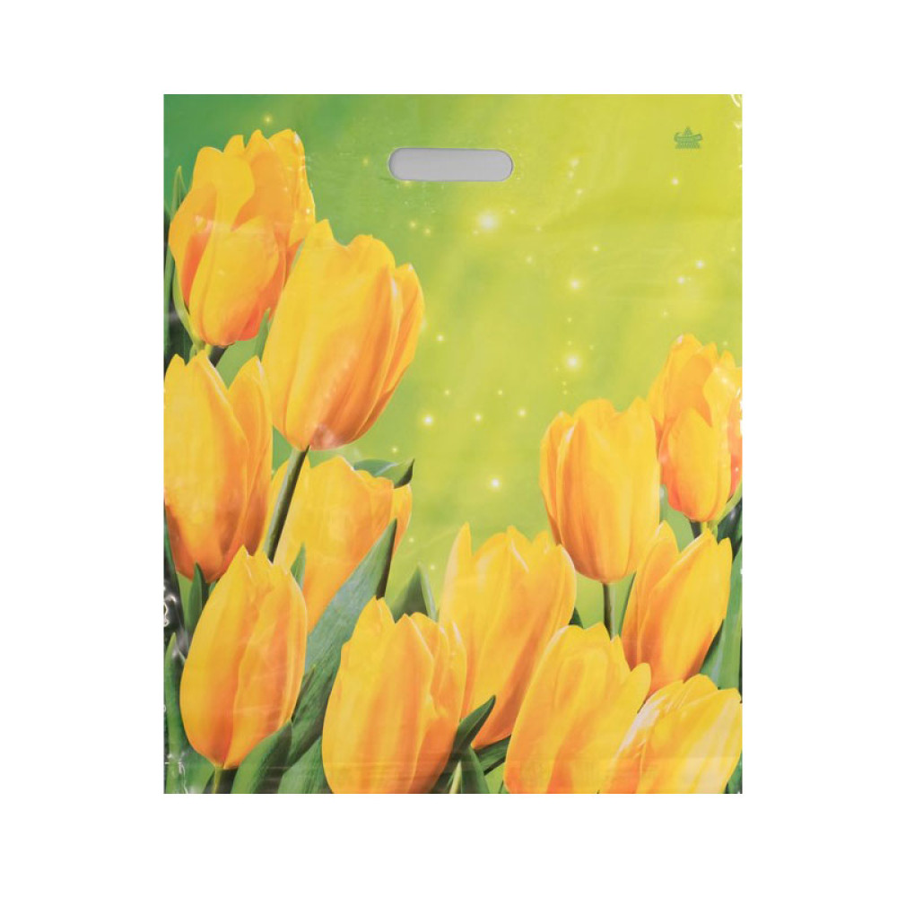 Пакет с прорезной ручкой Солнечные тюльпаны - 38*45 см Пакет с прорезной ручкой Солнечные тюльпаны - 38*45 см