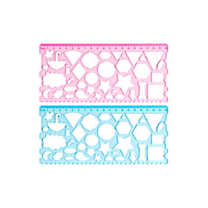 Линейка-трафарет 20 см - Геометрические фигуры