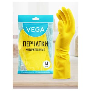 Перчатки хозяйственные резиновые Vega - М размер