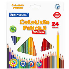Набор цветных карандашей Brauberg Premium - 24 цвета - Трехгранные