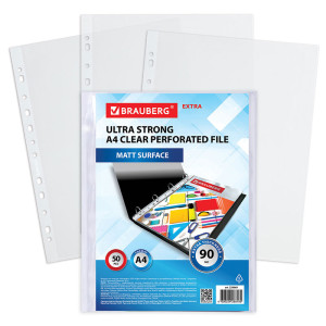 Файлы с перфорацией Brauberg Extra 900 - А4 - 90 мкм - Матовые - 50 штук
