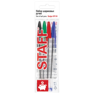 Набор ручек шариковых Staff Basic Budget BP-04 - 4 цвета