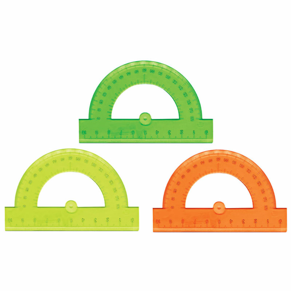 Транспортир пластиковый Brauberg Neon - 10 см - 180 градусов - Ассорти Транспортир пластиковый Brauberg Neon - 10 см - 180 градусов - Ассорти